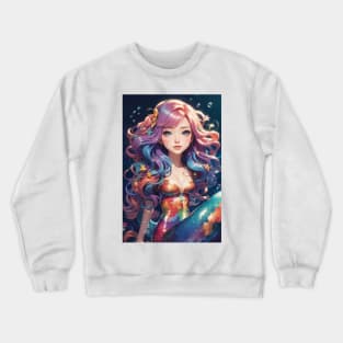 Anime Style Cute Little Mermaid in Purple Tones Crewneck Sweatshirt